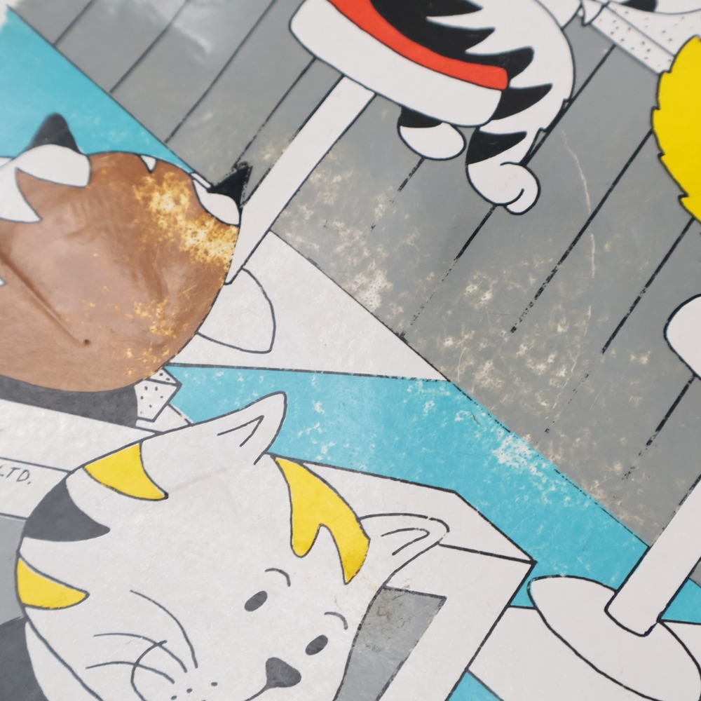 VTG Knobler Cats Diner Placemat Art Retro Anthropomorphic Cat Cafe Kitsch 17" * - Picture 5 of 9